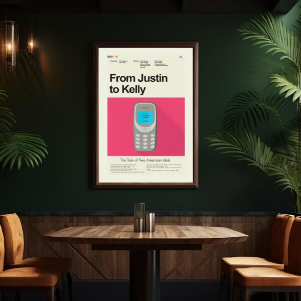 From Justin to Kelly movie poster with mid-century modern design style