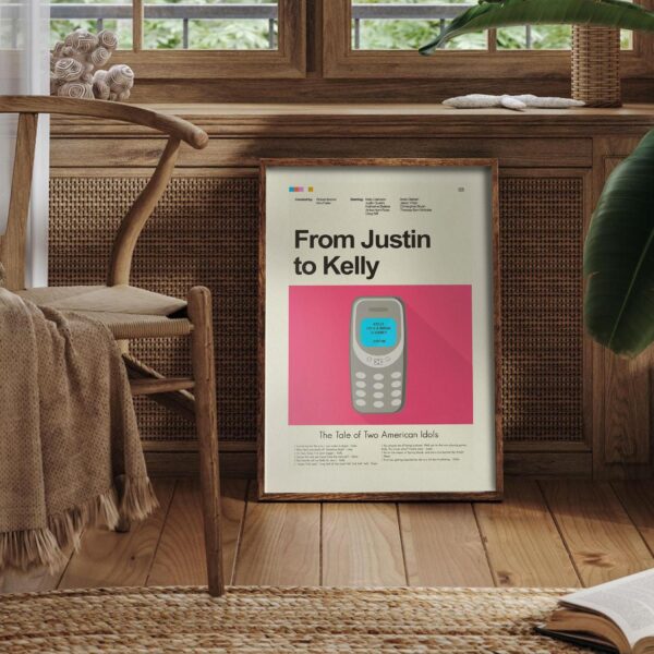 From Justin to Kelly movie poster with mid-century modern design style