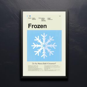 Mid-century modern style Frozen movie poster with retro design elements