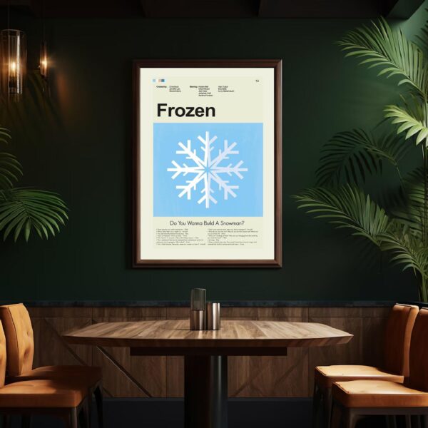 Mid-century modern style Frozen movie poster with retro design elements