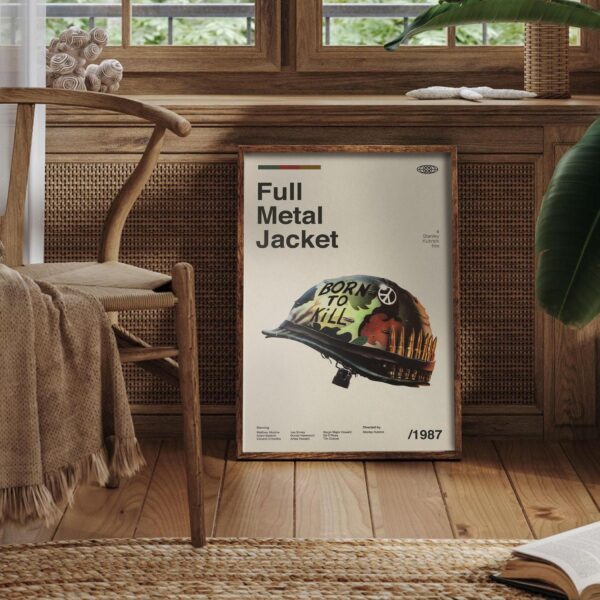 Full Metal Jacket mid-century poster art, retro vintage print