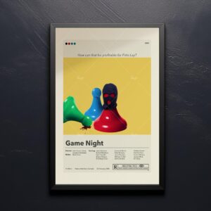 Mid-century modern Game Night movie poster print with vintage style