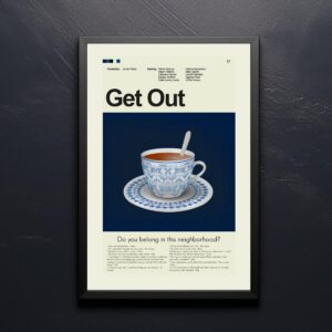 Mid-century modern Get Out movie poster art with vintage style design