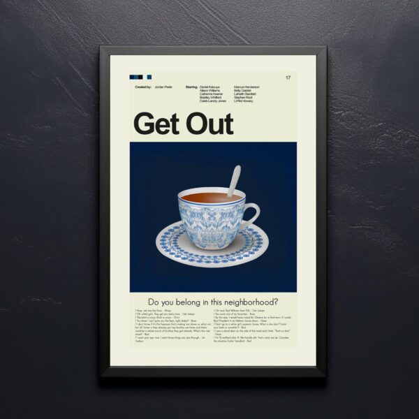 Mid-century modern Get Out movie poster art with vintage style design