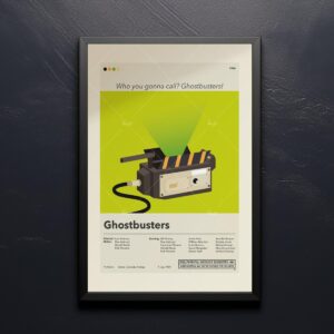 Mid-century modern style Ghostbusters movie poster with retro design elements