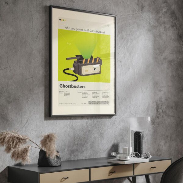 Mid-century modern style Ghostbusters movie poster with retro design elements
