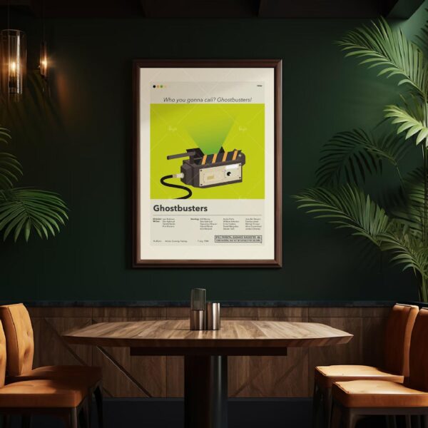 Mid-century modern style Ghostbusters movie poster with retro design elements