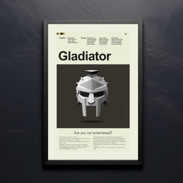 Mid-century modern Gladiator movie poster from mid 20th century