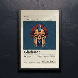 Mid-century modern Gladiator movie poster with vintage house design