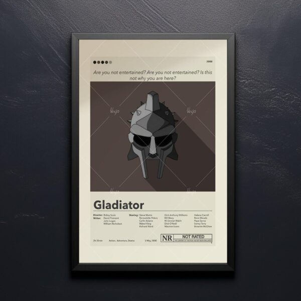 Mid-century modern Gladiator movie poster with vintage design elements