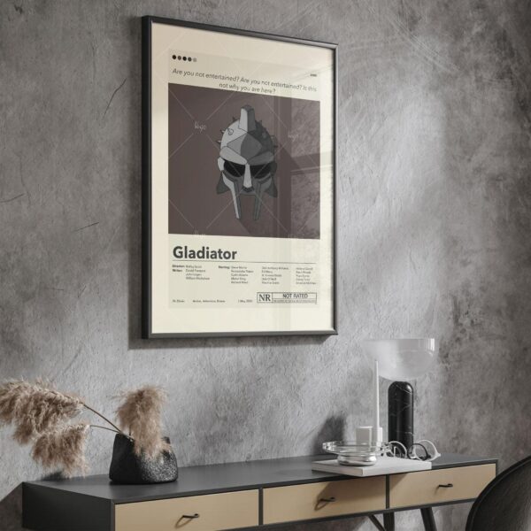 Mid-century modern Gladiator movie poster with vintage design elements