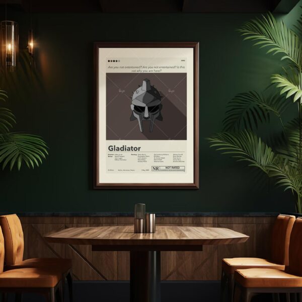 Mid-century modern Gladiator movie poster with vintage design elements