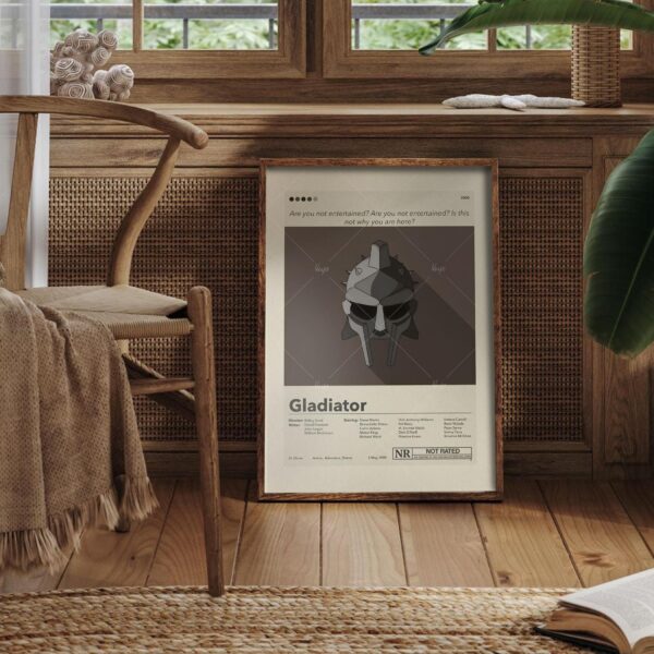 Mid-century modern Gladiator movie poster with vintage design elements