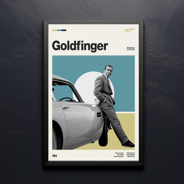 Goldfinger Movie Poster - retro artwork, mid-century print