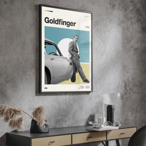 Goldfinger Movie Poster - retro artwork, mid-century print