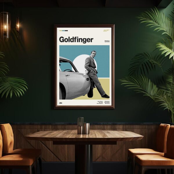 Goldfinger Movie Poster - retro artwork, mid-century print