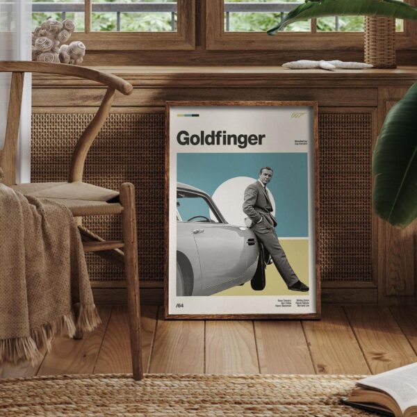 Goldfinger Movie Poster - retro artwork, mid-century print