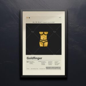 Mid-century modern Goldfinger movie poster with vintage design elements