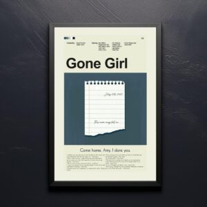 Mid-century modern Gone Girl movie poster with vintage 1950s style design