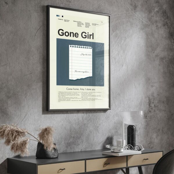 Mid-century modern Gone Girl movie poster with vintage 1950s style design