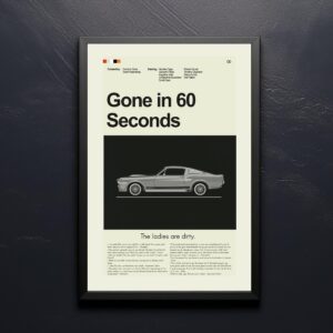 Mid-century modern style Gone in 60 Seconds movie poster art