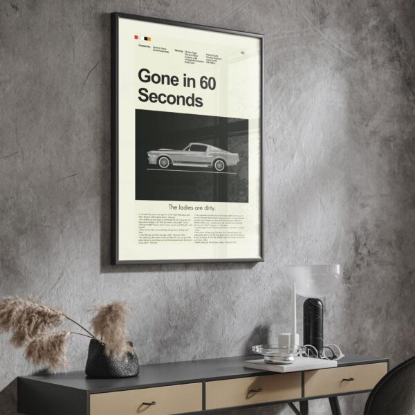 Mid-century modern style Gone in 60 Seconds movie poster art