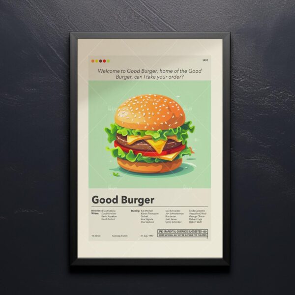 Mid-century modern Good Burger movie poster with vintage design style