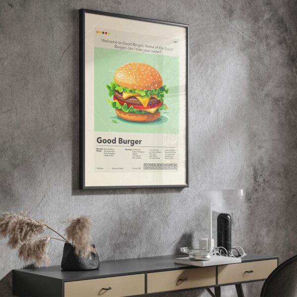 Mid-century modern Good Burger movie poster with vintage design style
