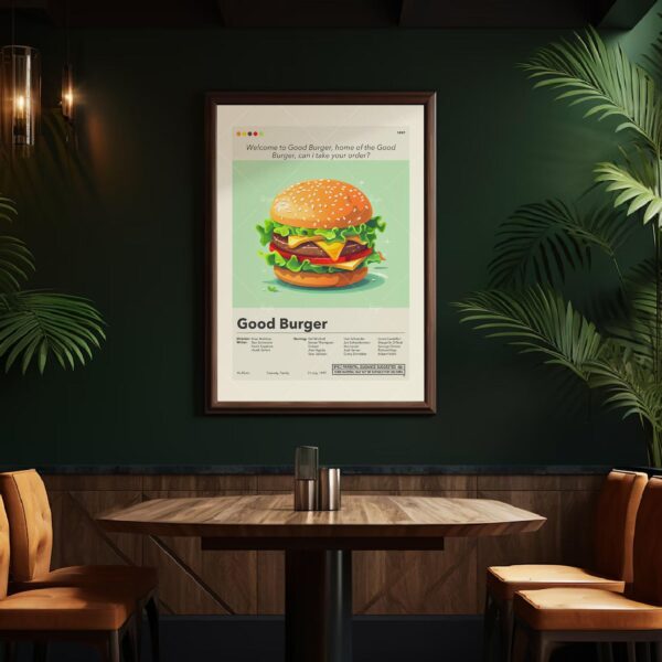 Mid-century modern Good Burger movie poster with vintage design style