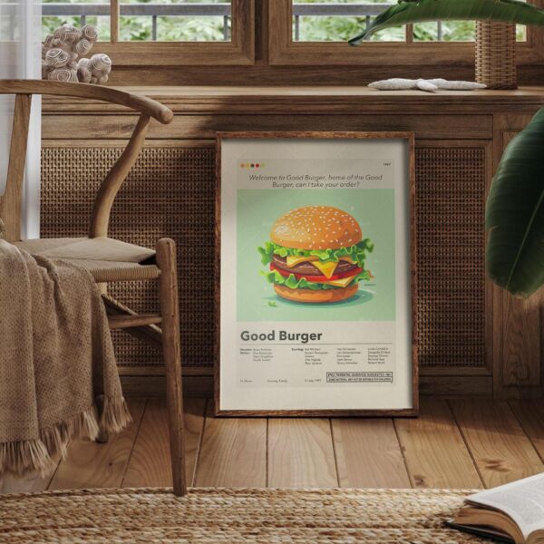 Mid-century modern Good Burger movie poster with vintage design style