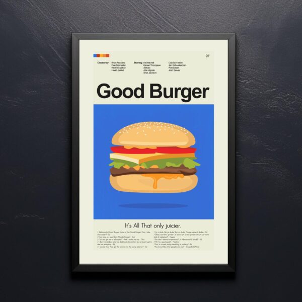 Good Burger movie poster in mid-century modern style with retro design