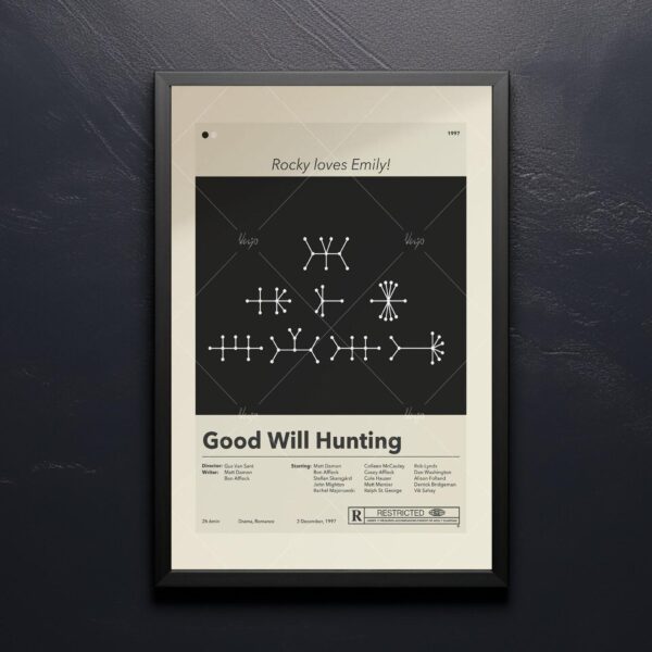 Good Will Hunting movie poster in mid-century modern 20th century design style