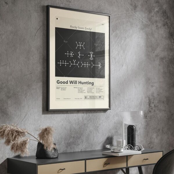 Good Will Hunting movie poster in mid-century modern 20th century design style