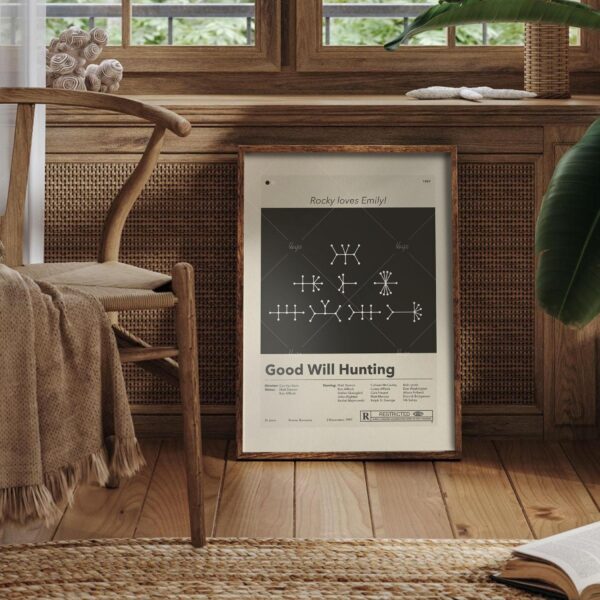 Good Will Hunting movie poster in mid-century modern 20th century design style
