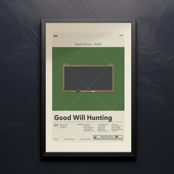 Mid century modern Good Will Hunting movie vintage poster design