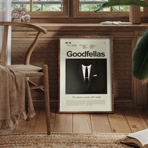 Mid-century modern GoodFellas movie poster with 20th century limited edition design