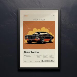 Gran Torino movie poster in mid-century modern art style