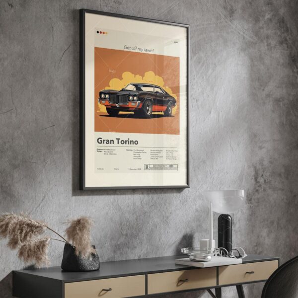 Gran Torino movie poster in mid-century modern art style