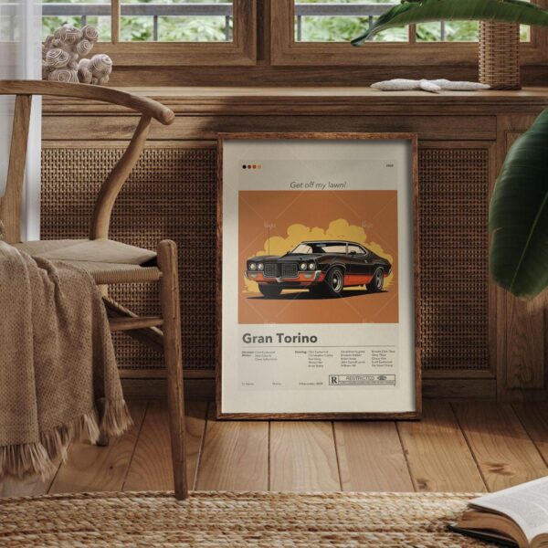 Gran Torino movie poster in mid-century modern art style