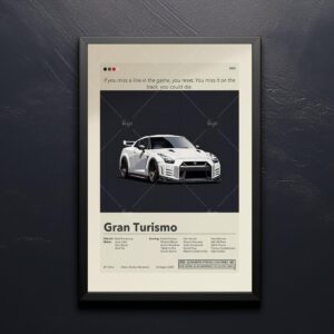 Vintage mid-century modern Gran Turismo movie poster artwork