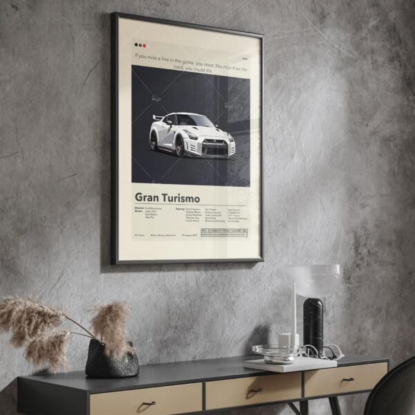 Vintage mid-century modern Gran Turismo movie poster artwork