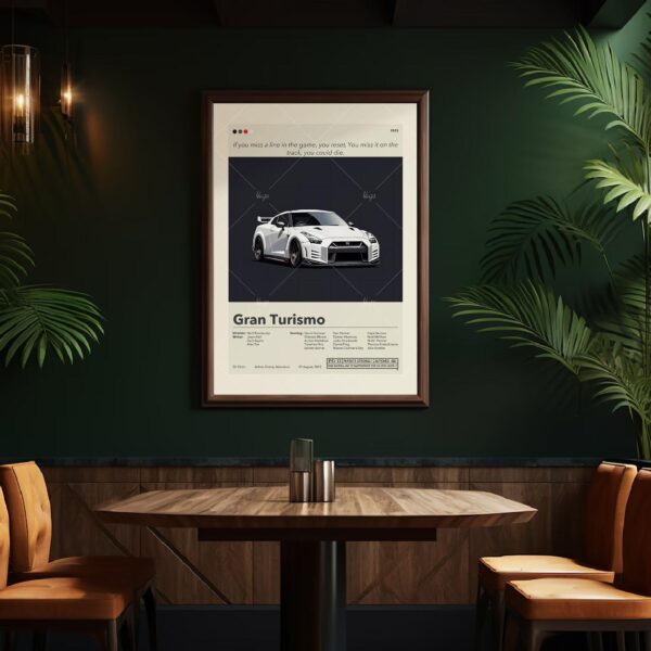 Vintage mid-century modern Gran Turismo movie poster artwork