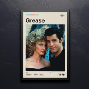 Grease movie poster - mid-century poster retro artwork