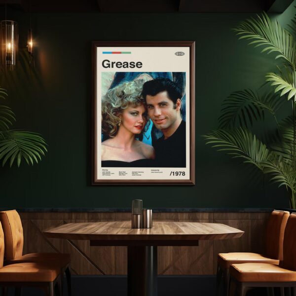 Grease movie poster - mid-century poster retro artwork