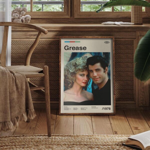 Grease movie poster - mid-century poster retro artwork