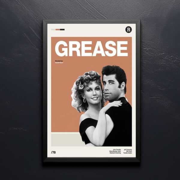 Grease Movie Poster - mid-century poster retro artwork