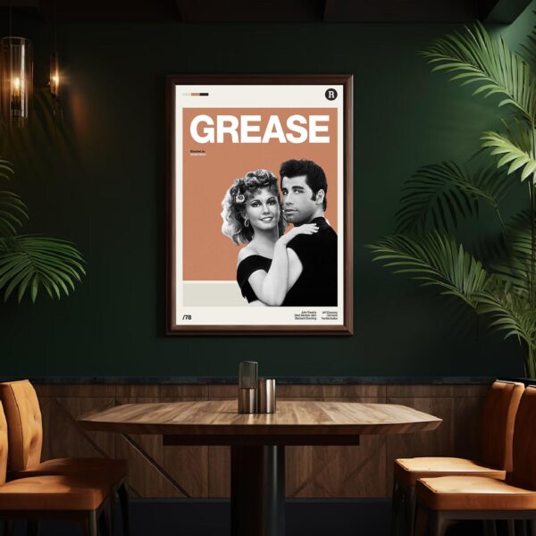 Grease Movie Poster - mid-century poster retro artwork