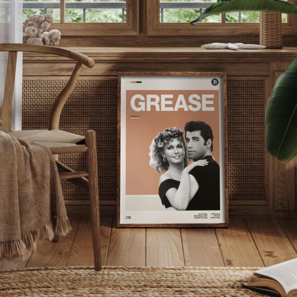 Grease Movie Poster - mid-century poster retro artwork