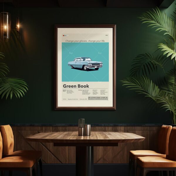 Mid-century modern Green Book movie poster design with vintage style