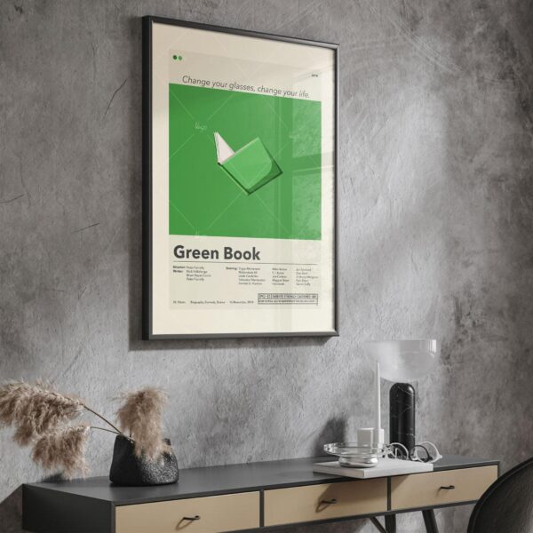Mid-century modern style Green Book movie poster with retro design